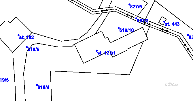 Parcela st. 121/1 v KÚ Přední Labská, Katastrální mapa