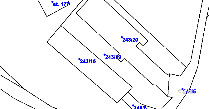 Parcela st. 243/19 v KÚ Přední Labská, Katastrální mapa