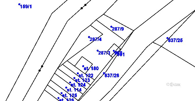 Parcela st. 287/3 v KÚ Přední Labská, Katastrální mapa