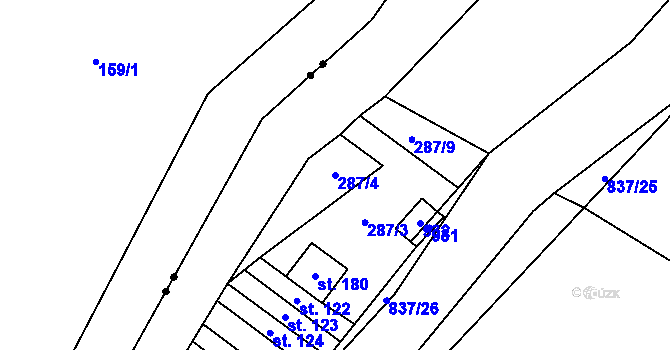 Parcela st. 287/4 v KÚ Přední Labská, Katastrální mapa