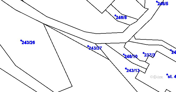 Parcela st. 243/27 v KÚ Přední Labská, Katastrální mapa