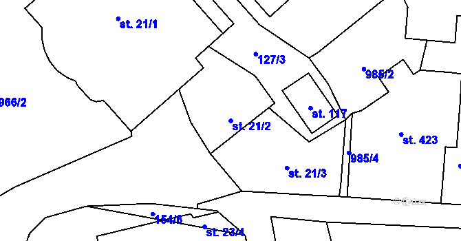 Parcela st. 21/2 v KÚ Špindlerův Mlýn, Katastrální mapa