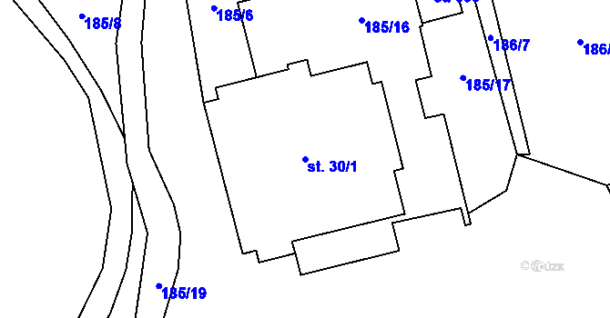 Parcela st. 30/1 v KÚ Špindlerův Mlýn, Katastrální mapa