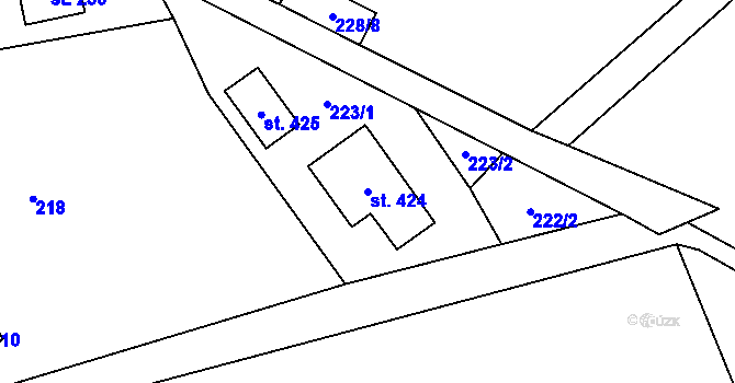 Parcela st. 424 v KÚ Špindlerův Mlýn, Katastrální mapa