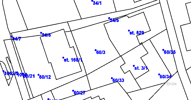 Parcela st. 60/3 v KÚ Špindlerův Mlýn, Katastrální mapa