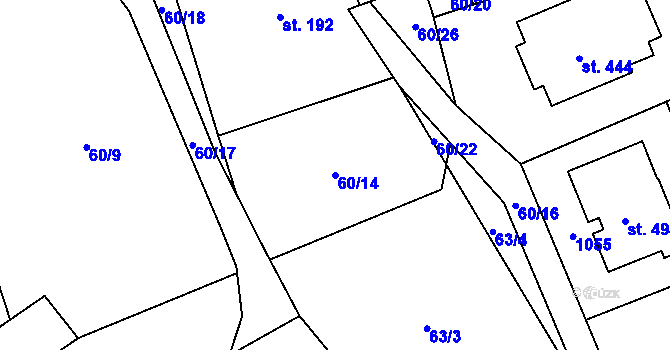 Parcela st. 60/14 v KÚ Špindlerův Mlýn, Katastrální mapa