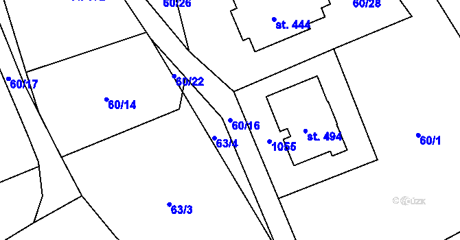 Parcela st. 60/16 v KÚ Špindlerův Mlýn, Katastrální mapa