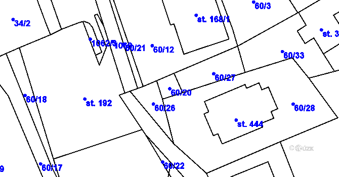 Parcela st. 60/20 v KÚ Špindlerův Mlýn, Katastrální mapa