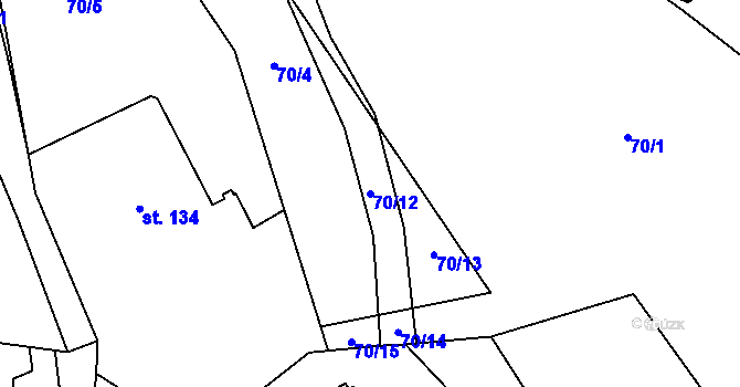 Parcela st. 70/12 v KÚ Špindlerův Mlýn, Katastrální mapa