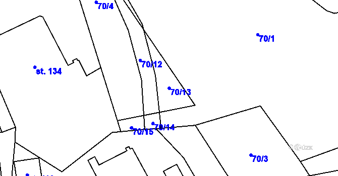 Parcela st. 70/13 v KÚ Špindlerův Mlýn, Katastrální mapa