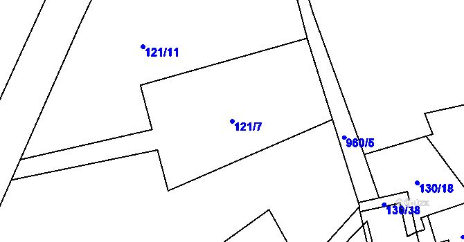 Parcela st. 121/7 v KÚ Špindlerův Mlýn, Katastrální mapa