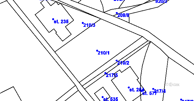 Parcela st. 210/1 v KÚ Špindlerův Mlýn, Katastrální mapa