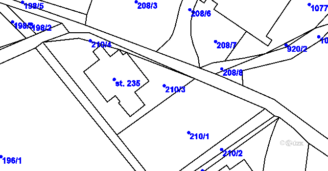 Parcela st. 210/3 v KÚ Špindlerův Mlýn, Katastrální mapa