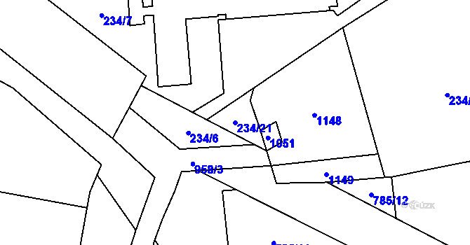 Parcela st. 234/21 v KÚ Špindlerův Mlýn, Katastrální mapa