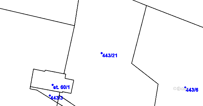 Parcela st. 443/21 v KÚ Špindlerův Mlýn, Katastrální mapa