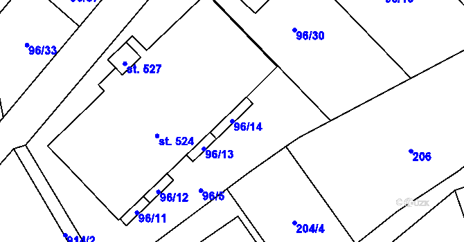 Parcela st. 96/14 v KÚ Špindlerův Mlýn, Katastrální mapa