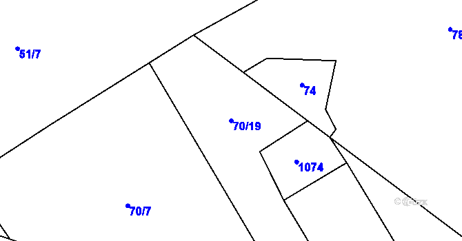 Parcela st. 70/19 v KÚ Špindlerův Mlýn, Katastrální mapa