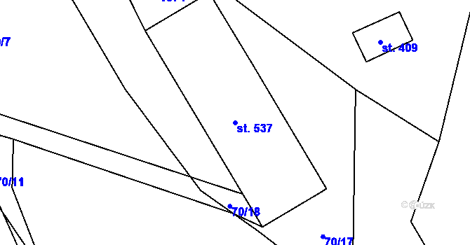 Parcela st. 537 v KÚ Špindlerův Mlýn, Katastrální mapa