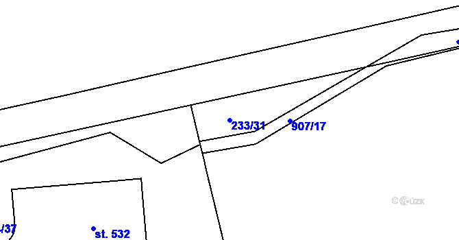 Parcela st. 233/31 v KÚ Špindlerův Mlýn, Katastrální mapa