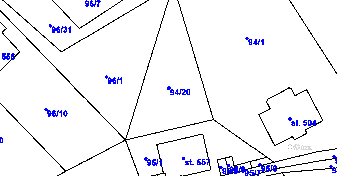 Parcela st. 94/20 v KÚ Špindlerův Mlýn, Katastrální mapa