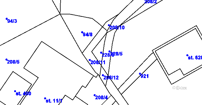 Parcela st. 228/6 v KÚ Špindlerův Mlýn, Katastrální mapa