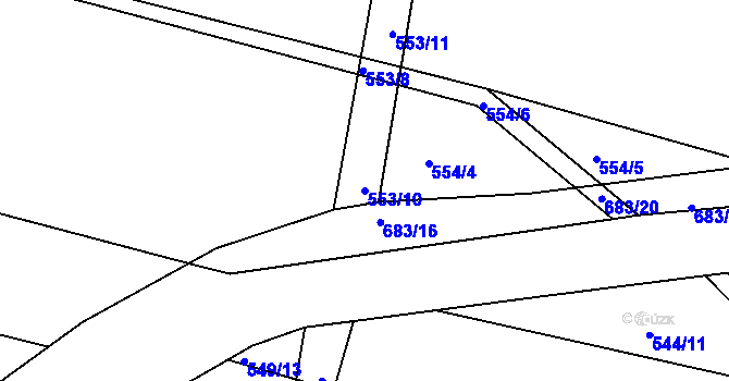 Parcela st. 553/10 v KÚ Štáblovice, Katastrální mapa
