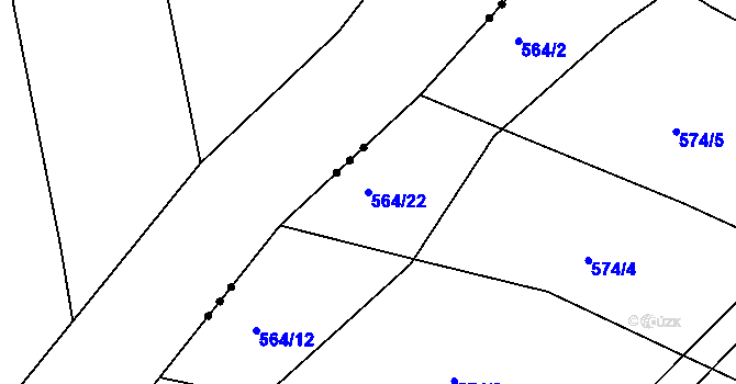 Parcela st. 564/22 v KÚ Štáblovice, Katastrální mapa