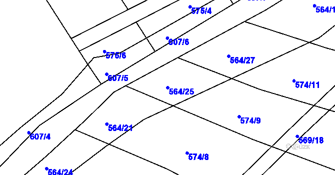 Parcela st. 564/25 v KÚ Štáblovice, Katastrální mapa