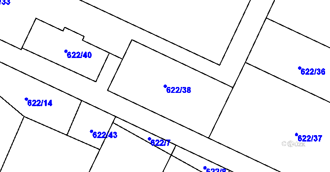 Parcela st. 622/38 v KÚ Štáblovice, Katastrální mapa