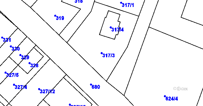 Parcela st. 317/3 v KÚ Štáblovice, Katastrální mapa