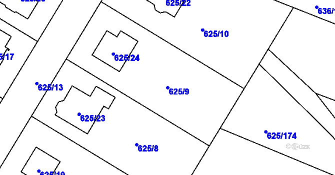 Parcela st. 625/9 v KÚ Štáblovice, Katastrální mapa