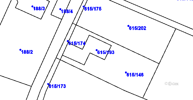 Parcela st. 615/193 v KÚ Štáblovice, Katastrální mapa