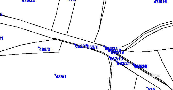 Parcela st. 662/1 v KÚ Nezbavětice, Katastrální mapa