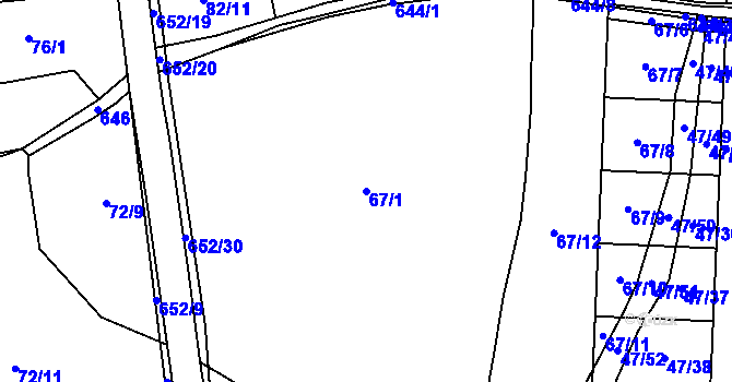 Parcela st. 67/1 v KÚ Nezbavětice, Katastrální mapa