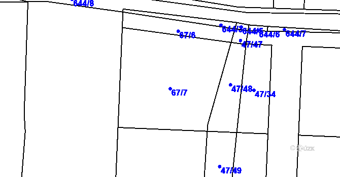 Parcela st. 67/7 v KÚ Nezbavětice, Katastrální mapa