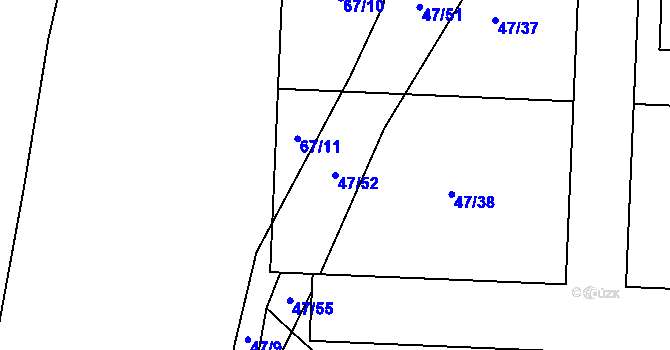 Parcela st. 47/52 v KÚ Nezbavětice, Katastrální mapa