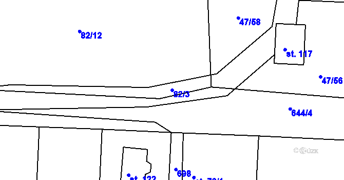 Parcela st. 82/3 v KÚ Nezbavětice, Katastrální mapa