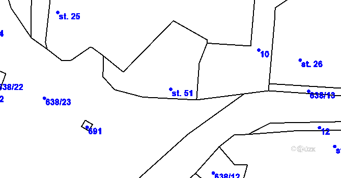 Parcela st. 51 v KÚ Nezbavětice, Katastrální mapa
