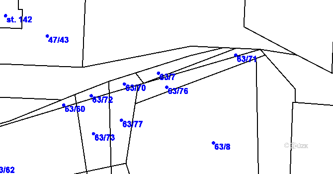 Parcela st. 63/76 v KÚ Nezbavětice, Katastrální mapa