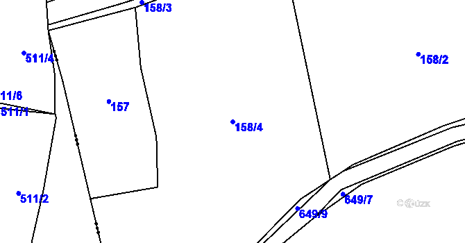 Parcela st. 158/4 v KÚ Nezbavětice, Katastrální mapa