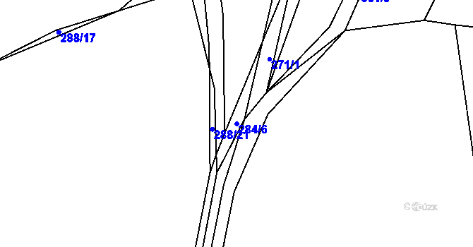 Parcela st. 284/6 v KÚ Nezbavětice, Katastrální mapa