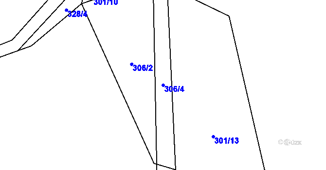 Parcela st. 306/4 v KÚ Nezbavětice, Katastrální mapa