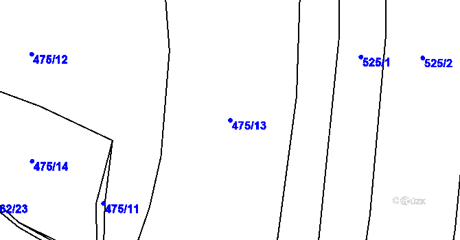 Parcela st. 475/13 v KÚ Nezbavětice, Katastrální mapa