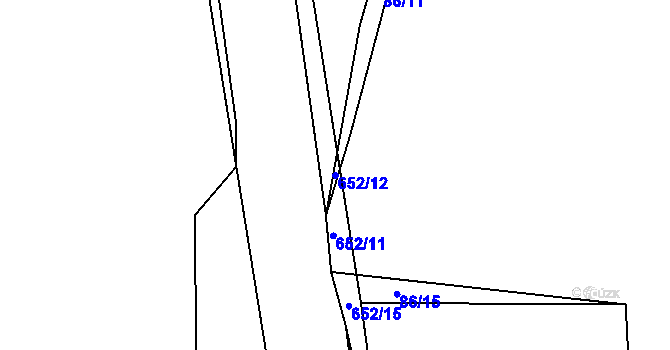 Parcela st. 652/12 v KÚ Nezbavětice, Katastrální mapa