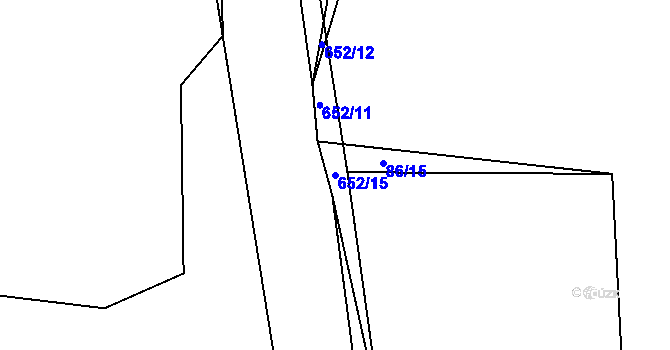 Parcela st. 652/15 v KÚ Nezbavětice, Katastrální mapa