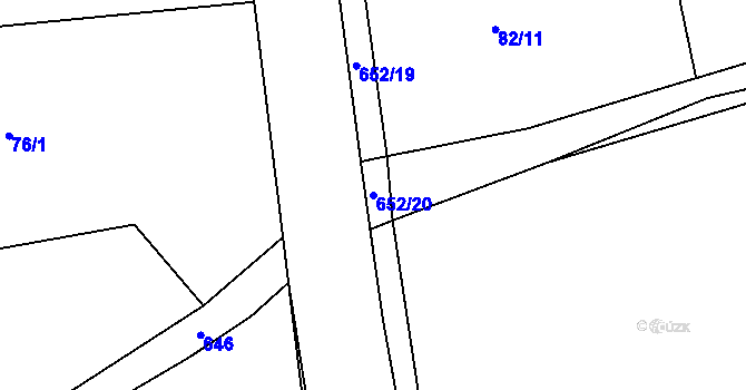 Parcela st. 652/20 v KÚ Nezbavětice, Katastrální mapa