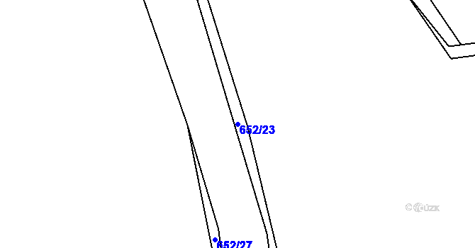 Parcela st. 652/23 v KÚ Nezbavětice, Katastrální mapa
