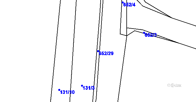 Parcela st. 652/29 v KÚ Nezbavětice, Katastrální mapa