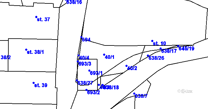 Parcela st. 40/1 v KÚ Nezbavětice, Katastrální mapa