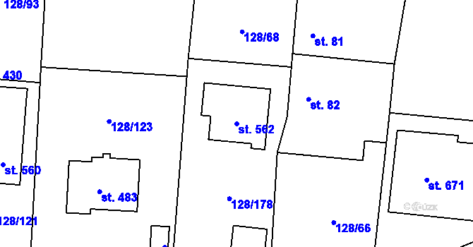 Parcela st. 562 v KÚ Šťáhlavice, Katastrální mapa